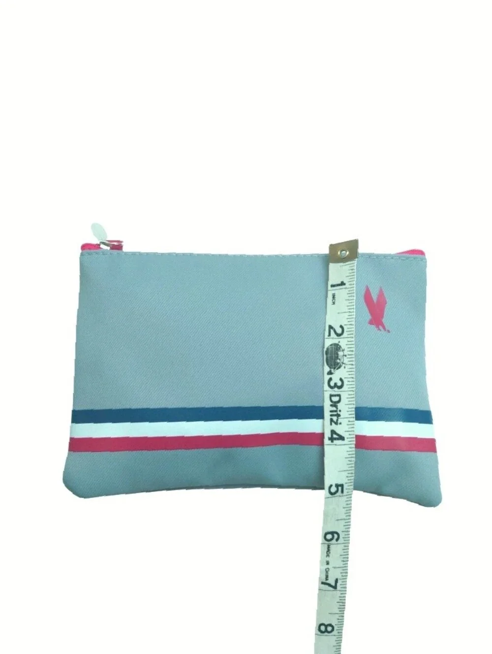 Gray Cosmetic Bag American Airlines Travel Amenity Kit Red Blue White Straps